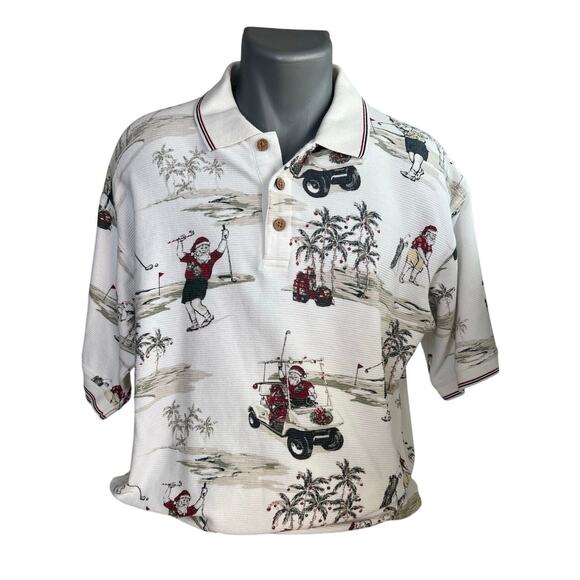 Boca Classics Original Clothing Club Golf Golfing Santa Tropical Polo Size Large - Picture 1 of 9
